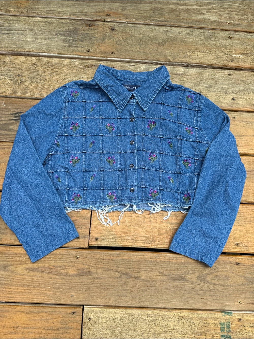 Mountain Lake Blue Denim Shirt with Embroidered Accent